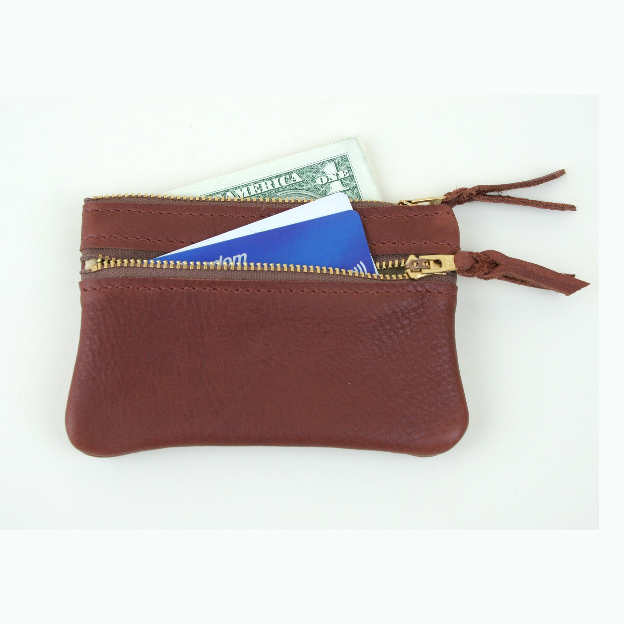 Leather tan coin purse 4 zippered pockets change purse leather coin bag  leather coin pouch leather coin holder